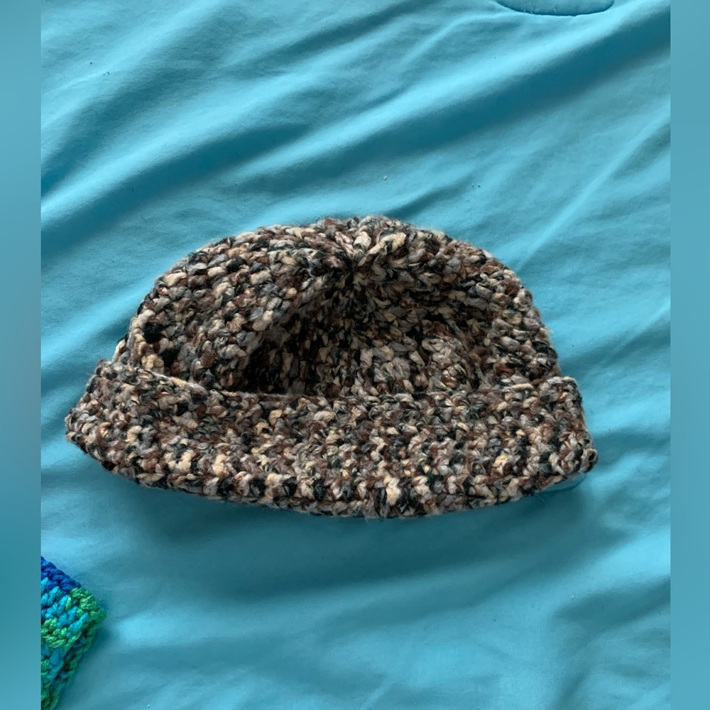NEW crochet beanie brown multi color